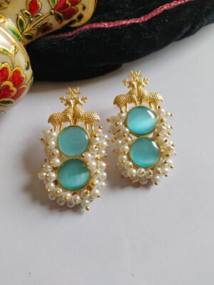 Baroque Mother of Pearl Brass Earrings 011