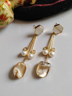 Baroque Mother of Pearl Brass Earrings 013