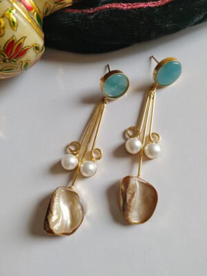 Baroque Mother of Pearl Brass Earrings 014