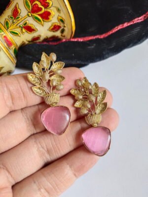 Baroque Mother of Pearl Brass Earrings 015