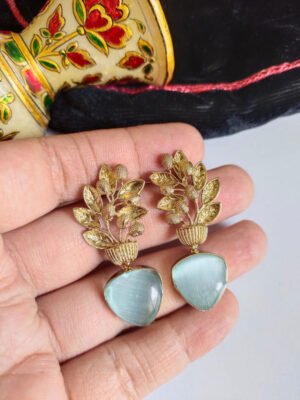 Baroque Mother of Pearl Brass Earrings 016