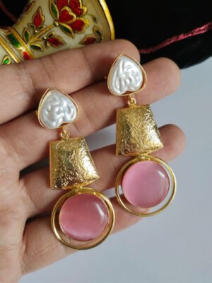 Baroque Mother of Pearl Brass Earrings 019