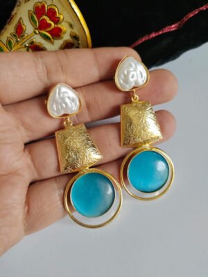 Baroque Mother of Pearl Brass Earrings 020