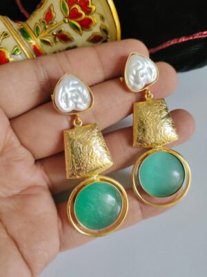 Baroque Mother of Pearl Brass Earrings 021