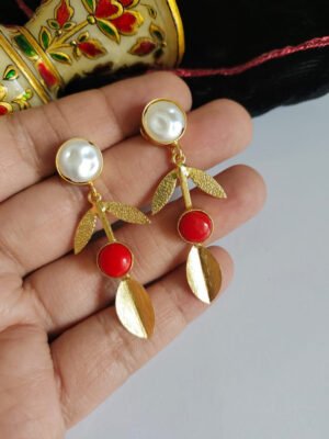 Baroque Mother of Pearl Brass Earrings 023
