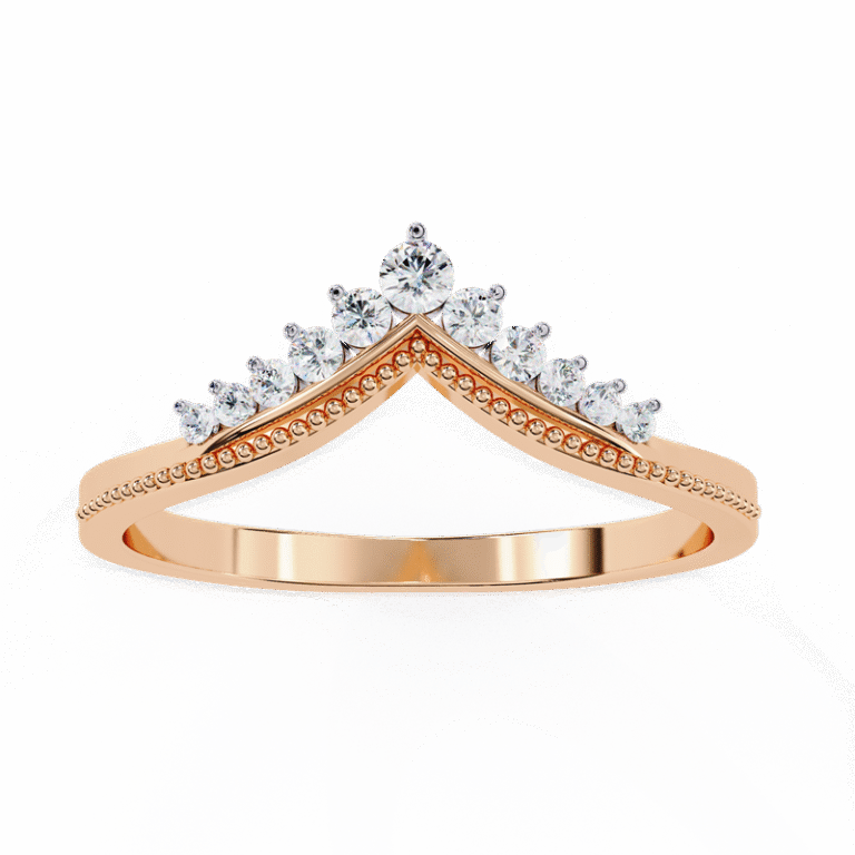 Women’s Fine Jewelry Band – 14K/18K Gold Ring with IGI GIA Certified Lab Diamond Rose Gold B0004