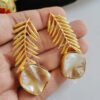 Baroque Mother of Pearl Brass Earrings 008