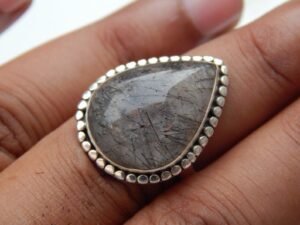 Grey Rutile Quartz Ring in 925 sterling silver, Grey rutile gemstone, Sterling silver jewelry, Rutile Jewelry, Gift Item , Handmade Jewelry R0236-GS