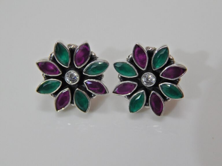 Ruby green Onyx Earring stud 925 Sterling Silver Jewelry With gemstone green onyx ruby faceted for Girls & Women gift item handmade earring E0113-GS