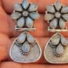 Rainbow Moonstone stud Earrings, Moonstone Earring , December Birthstone , Gifts Jewelry , Wedding Thing , Flower Stud , Moonstone Jewelry E0097-GS