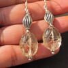 Smoky Quartz Earring ,Silver beads Earring, Carved Smoky Quartz Beads 925 sterling silver Earring E0483-GS