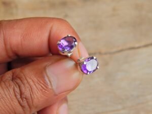 Amethyst Stud Earring, Amethyst Stud, 925 Silver, stud Earring, Amethyst jewelry handmade earring stud gift for her E0066-GS