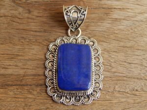 Lapis Lazuli Pendant-925 Sterling Silver Jewelry- Gemstone Lapis Lazuli-Cabochon Handmade- For Girls & Women Gift Pendant P0061-GS
