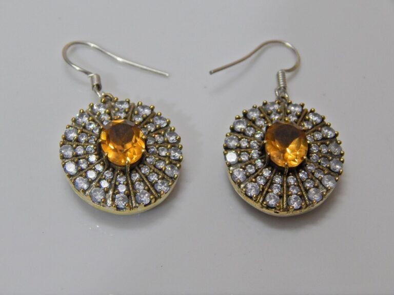 Citrine Earring ,925 Sterling Silver turkish Jewelry with gemstone earring citrine, zircon for Girls Women gift item ,Handmade E0382-GS