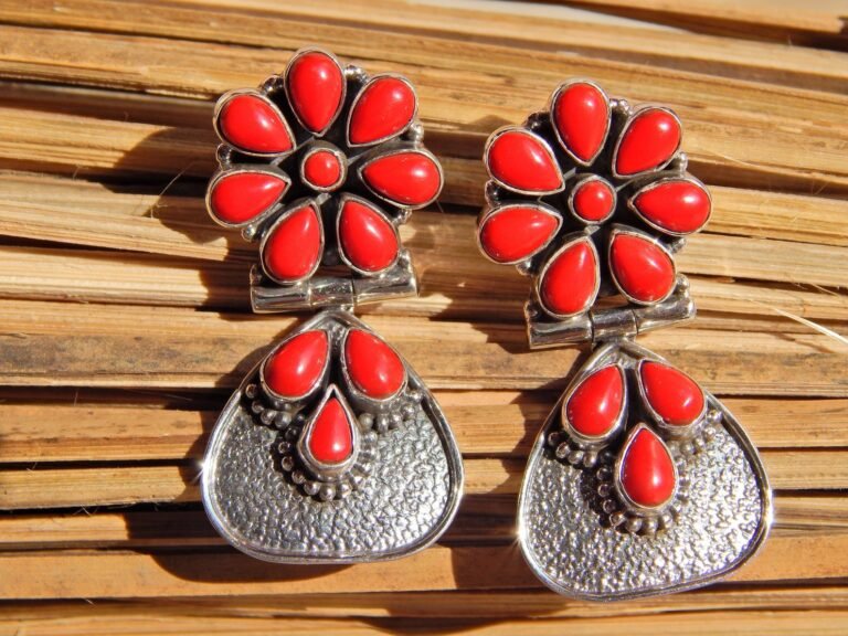 Coral Earring Stud, 925 Sterling Silver Jewelry With Gemstone Coral Earring Stud, fine Earring, For Girls & Women Gift item E0741-GS