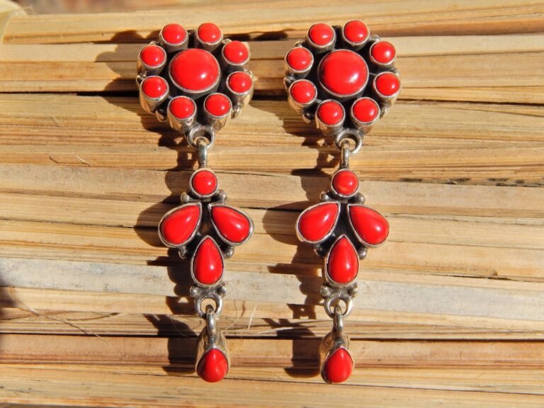 Natural Coral Earring-925 Sterling Silver Jewelry With Gemstone Coral Earring-fine Earring, For Girls & Women Gift item E0019-GS