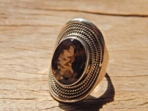 Smoky Quartz 925 Sterling Silver Jewelry ring with gemstone smoky topaz faceted Gift for her Wedding Jewelry R0240-GS