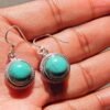 Natural Turquoise Earrings 925 Sterling Silver Jewelry, Handmade Earring, Minimalist Earring, Round Shape Earring, Drop Earring, Gift Item E0093-GS