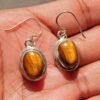 Tiger Eye Earring ,925 Sterling Silver Jewelry With Gemstone Tiger Eye Earring Cabochon- Gift item  E0092-GS