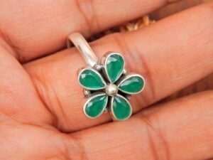 Natural Green Onyx Ring-Handmade Silver Ring-925 Sterling Silver Ring-Oval Green Onyx Designer Ring-December Birthstone-Promise Ring R0175-GS