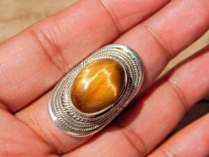 Tiger Eye Ring ,925 Sterling Silver Jewelry With Gemstone Tiger Eye Ring Cabochon- Gift item R0187-GS