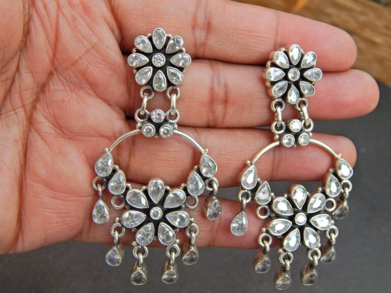 zircon stud ,925 Sterling Silver Jewelry earring with gemstone zircon, Handmade, Gift for Girls & Women E0304-GS