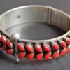 Coral Gemstone Bangle, Silver jewelry,925 Sterling Silver Bangle, Gift, Handmade Bangle, Coral Gemstone Bangle B0046-GS