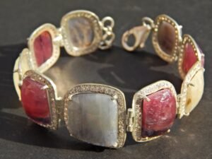Multi Stone Bracelet-925 Sterling Silver-Jewelry bracelet-Gemstone- multi sapphire Jewelry-Handmade-Faceted, Handmade Bracelet, Gift For Her BR0046-GS