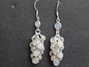 Natural Moonstone 925 Sterling Silver Earring White Gemstones Earrings Wedding Earring Gift For Her Grapes Bunch Earrings , Earring Jewelry E0015-GS
