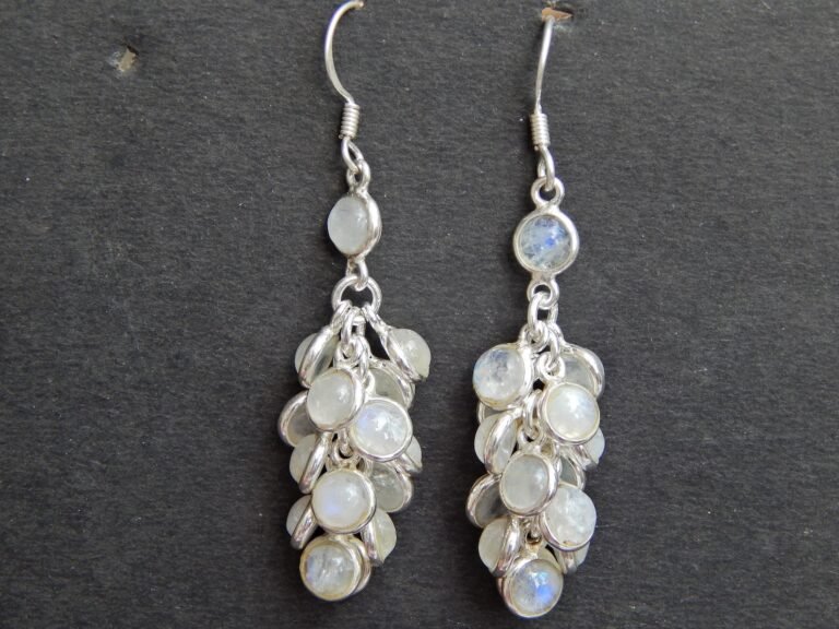 Natural Moonstone 925 Sterling Silver Earring White Gemstones Earrings Wedding Earring Gift For Her Grapes Bunch Earrings , Earring Jewelry E0015-GS