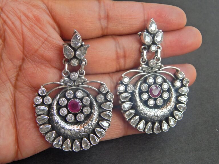 Cubic zirconia 925 Sterling Silver Jewelry earring stud With gemstone zircon faceted for Girls & Women gift item E0690-GS