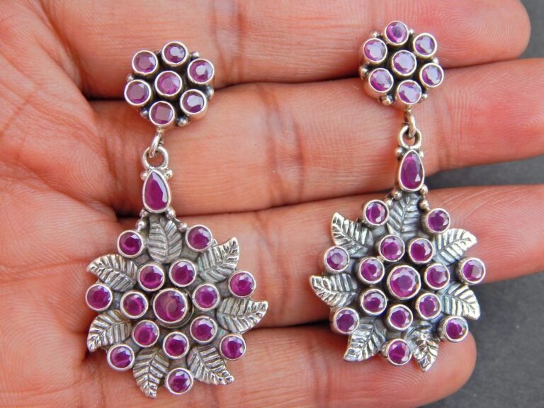 Ruby Earring Stud ,925 Sterling Silver Jewelry earring with gemstone Ruby, Handmade, Gift for Girls & Women E0567-GS