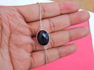 black onyx Gemstone bracelet, Silver jewelry,925 Sterling Silver bracelet, Gift, Handmade bracelet, black onyx Gemstone bracelet BR0065-GS