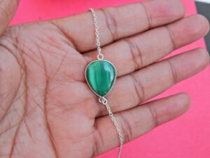 Malachite bracelet-925 Sterling Silver Jewelry- Gemstone Malachite Cabochon Handmade- For Girls & Women Gift bracelet BR0047-GS