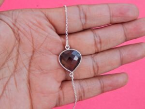 Smoky Quartz-925 Sterling Silver- Jewelry bracelet with gemstone smoky topaz faceted Gift for her BR0137-GS