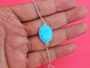 turquoise bracelet-925 Sterling Silver Jewelry- Gemstone turquoise faceted Handmade- For Girls & Women Gift bracelet BR0070-GS