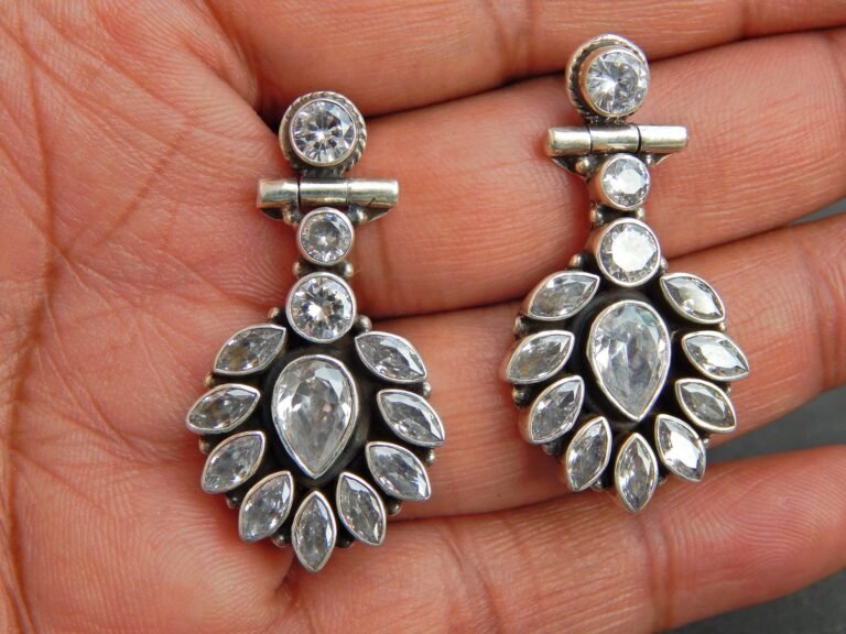 925 Sterling Silver Jewelry earring stud With gemstone zircon faceted for Girls & Women gift item E0566-GS
