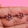 Natural Coral Earrings, Stud Earrings, Dainty Minimalist Earrings, Delicate Small Earrings, 925 Sterling Silver, Simple Handmade Earrings E0088-GS