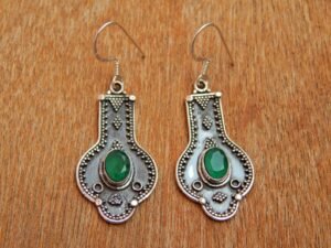 Green onyx Earring , 925 Sterling Silver , Gemstone Earring , Vintage Earring , Handmade Earring , Onyx Earring , Silver Earring , Gift Item E0096-GS