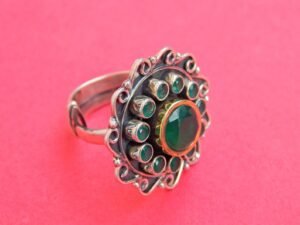 925 Sterling Silver Jewelry ring gemstone natural emerald faceted for Girls & Women gift Rings handmade ring R0273-GS