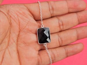 black onyx Gemstone bracelet, Silver jewelry,925 Sterling Silver bracelet, Gift, Handmade bracelet, black onyx Gemstone bracelet BR0008-GS