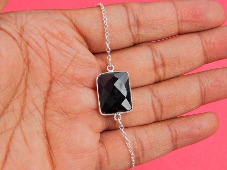 black onyx Gemstone bracelet, Silver jewelry,925 Sterling Silver bracelet, Gift, Handmade bracelet, black onyx Gemstone bracelet BR0008-GS