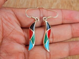 Coral Earring 925 Sterling Silver Jewelry With Gemstone Coral ,Turquoise black onyx ,malachite For Girls & Women Gift item E0044-GS