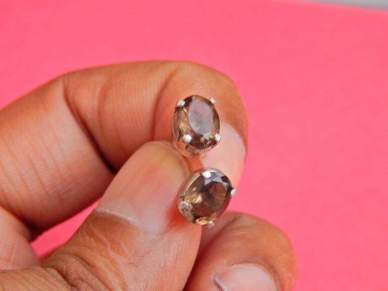 Smoky Quartz Earring ,Silver stud, Smoky Quartz 925 sterling silver Jewelry Wedding Earring Earring stud E0381-GS