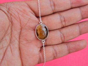 Tiger's Eye bracelet-925 Sterling Silver Jewelry- Gemstone Tiger's Eye-faceted Handmade- For Girls & Women Gift bracelet BR0009-GS