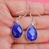 Blue sapphire, Earring ,925 Sterling Silver Earring Stud, Gift, Handmade Earring, Gemstone Blue sapphire, Earring E0833-GS