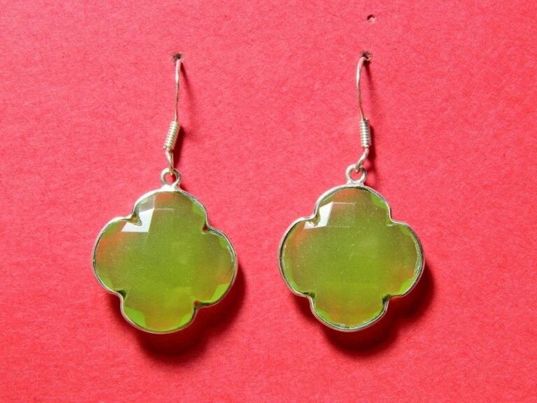 Green Gemstone Earring Studs, Silver Earring, Jewelry, Sterling Silver earring Gift, 925k, Handmade Earring Green gemstone Earring E0809-GS