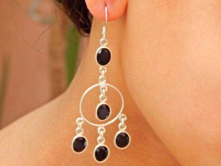 Black Onyx Earring !!! 925 Sterling Silver Jewelry Earring With Gemstone Black Onyx faceted For Girls & Women gift item E0699-GS