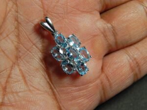 Swiss Blue Topaz Pendant, Swiss Topaz Pendant, Engagement Gift, Women Delicate teardrop Pendant, Gift For Her, 925 Sterling Silver Jewelry P0037-GS