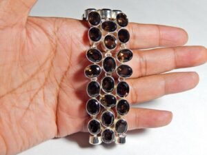 Smoky Quartz-925 Sterling Silver- Jewelry bracelet with gemstone smoky topaz faceted Gift for her BR0181-GS